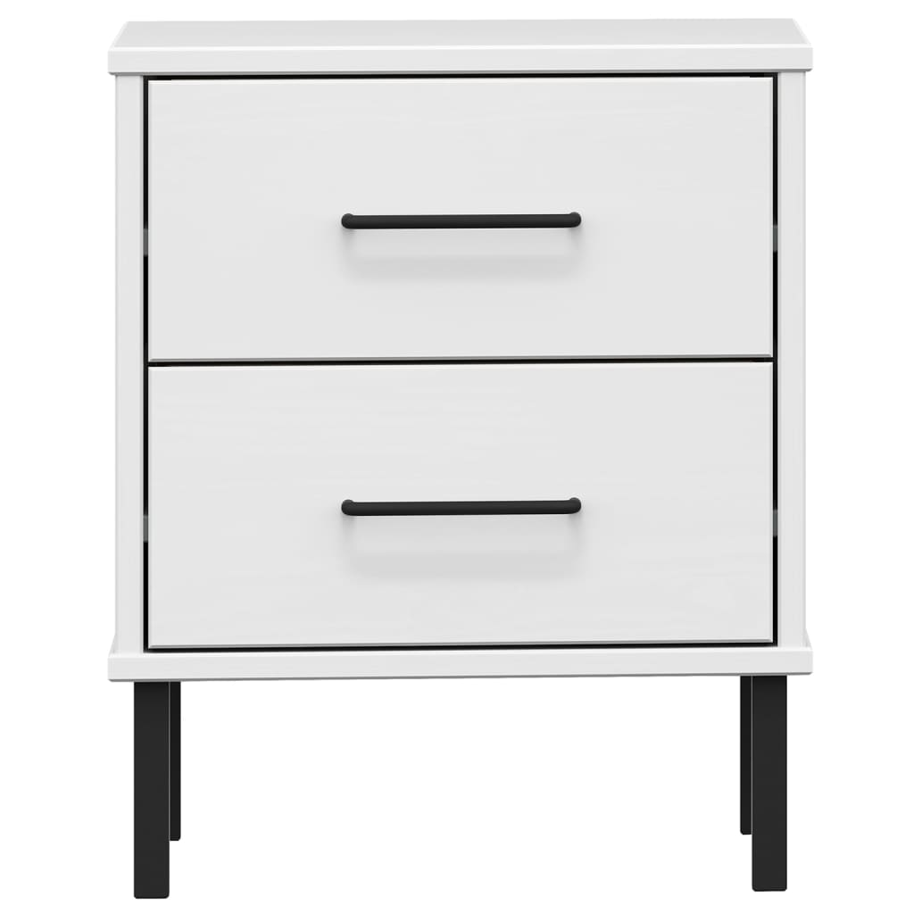 vidaXL Bedside Cabinet with Metal Legs White Solid Wood Pine OSLO