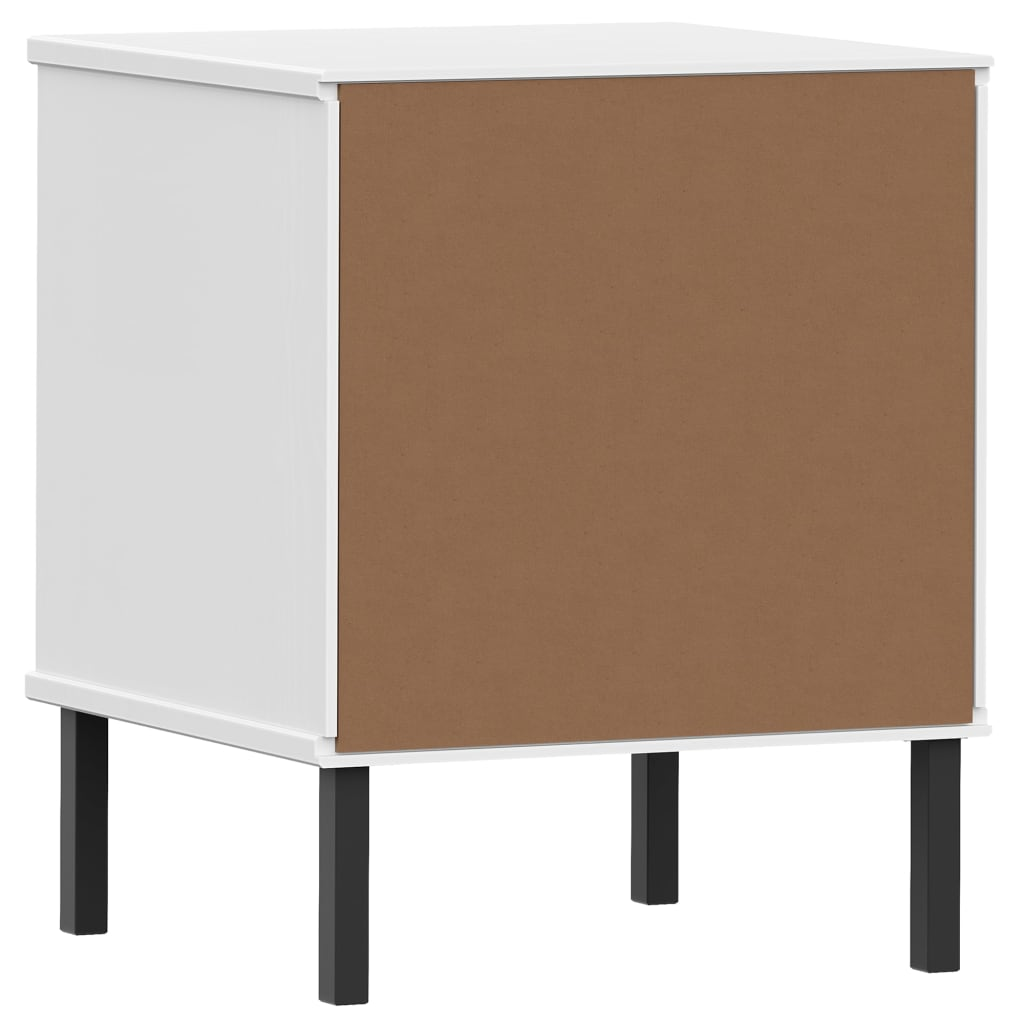 vidaXL Bedside Cabinet with Metal Legs White Solid Wood Pine OSLO