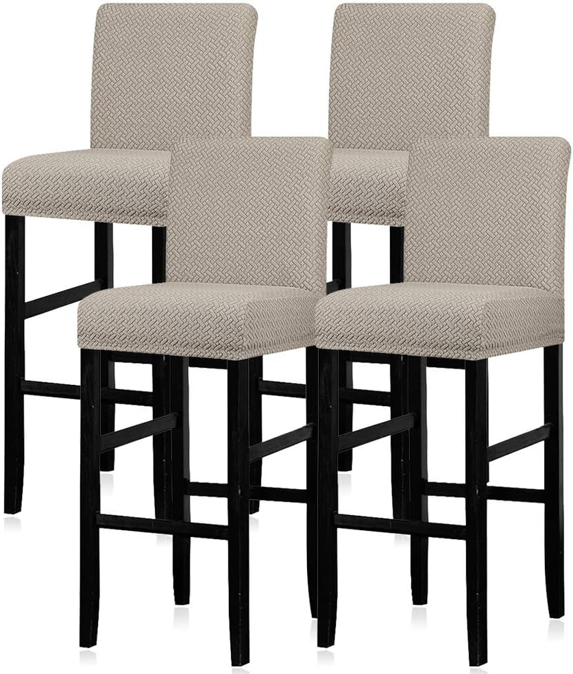 Lellen Reusable Pub Counter Stool Chair Covers Slipcover Stretch Removable Washable Dining Room Chair Covers Set of 2 (2786-Khaki)