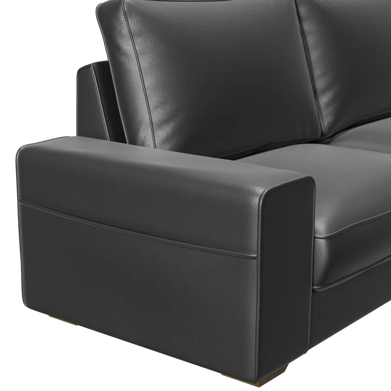 71.5" Vegan Leather Sofa with Wide Square Arms and Storage Pockets for Living Room Upholstered Loveseat