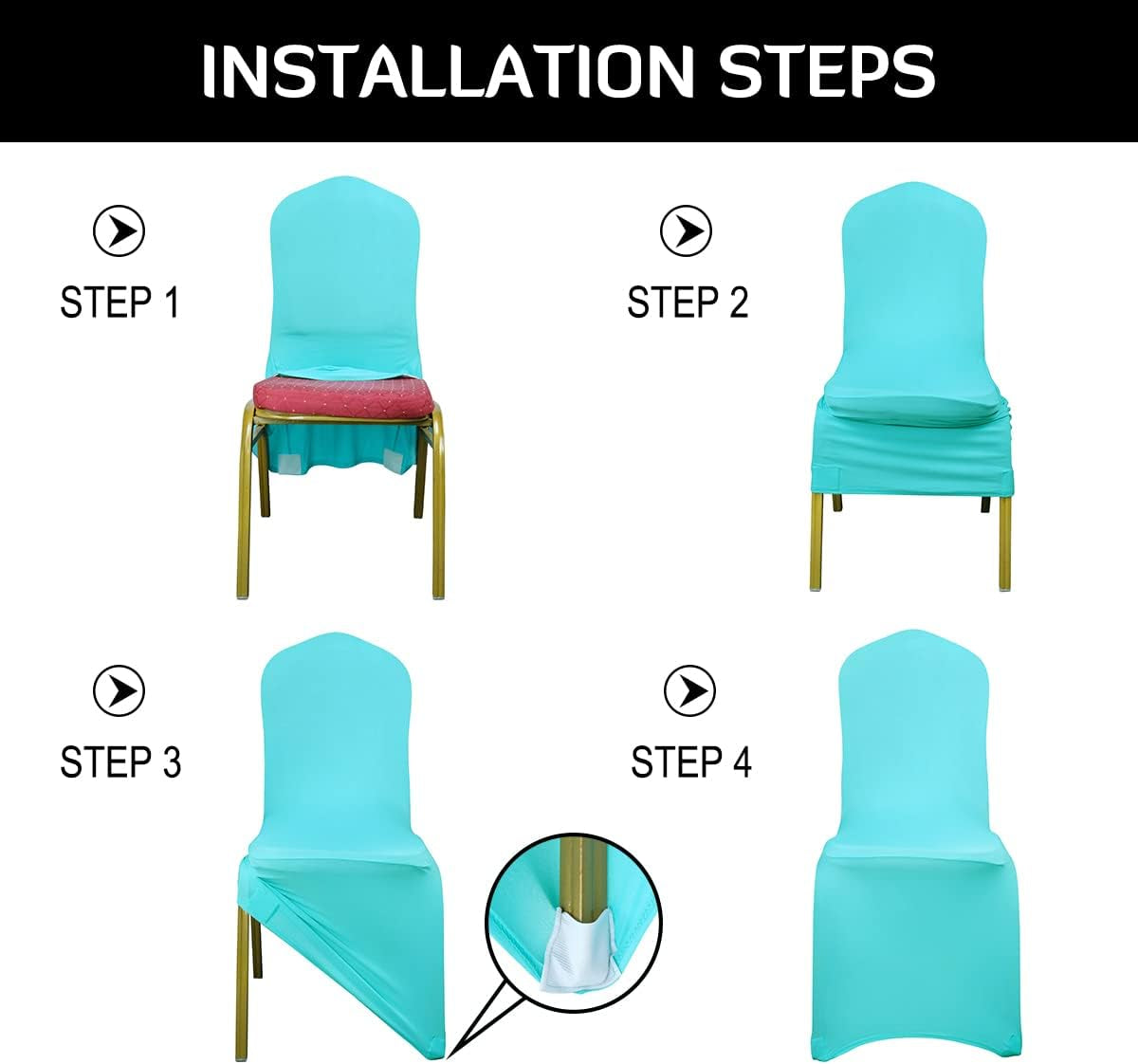 INFANZIA Premium Spandex Dining Chair Cover Upgraded 10 PCS Super Stretch Chair Slipcover Protector with Elastic Leg Pocket for Party, Wedding, Banquet - Perfect Living Room Decoration (Teal)