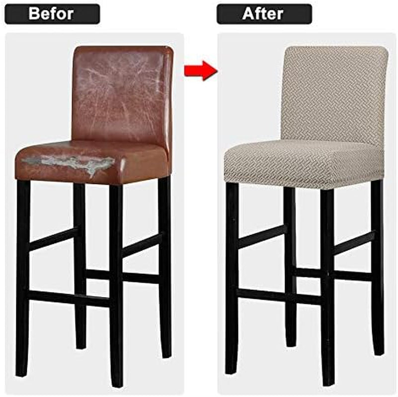 Lellen Reusable Pub Counter Stool Chair Covers Slipcover Stretch Removable Washable Dining Room Chair Covers Set of 2 (2786-Khaki)