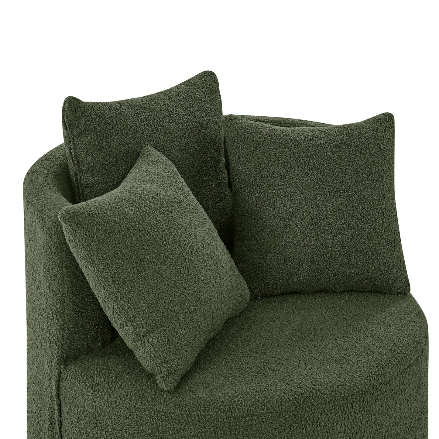 Teddy Fabric Swivel Accent Backchair Upholstered Luxury Lounge Chair for Living Room Bedroom, with Movable Wheels, Including 3 Pillows,Green