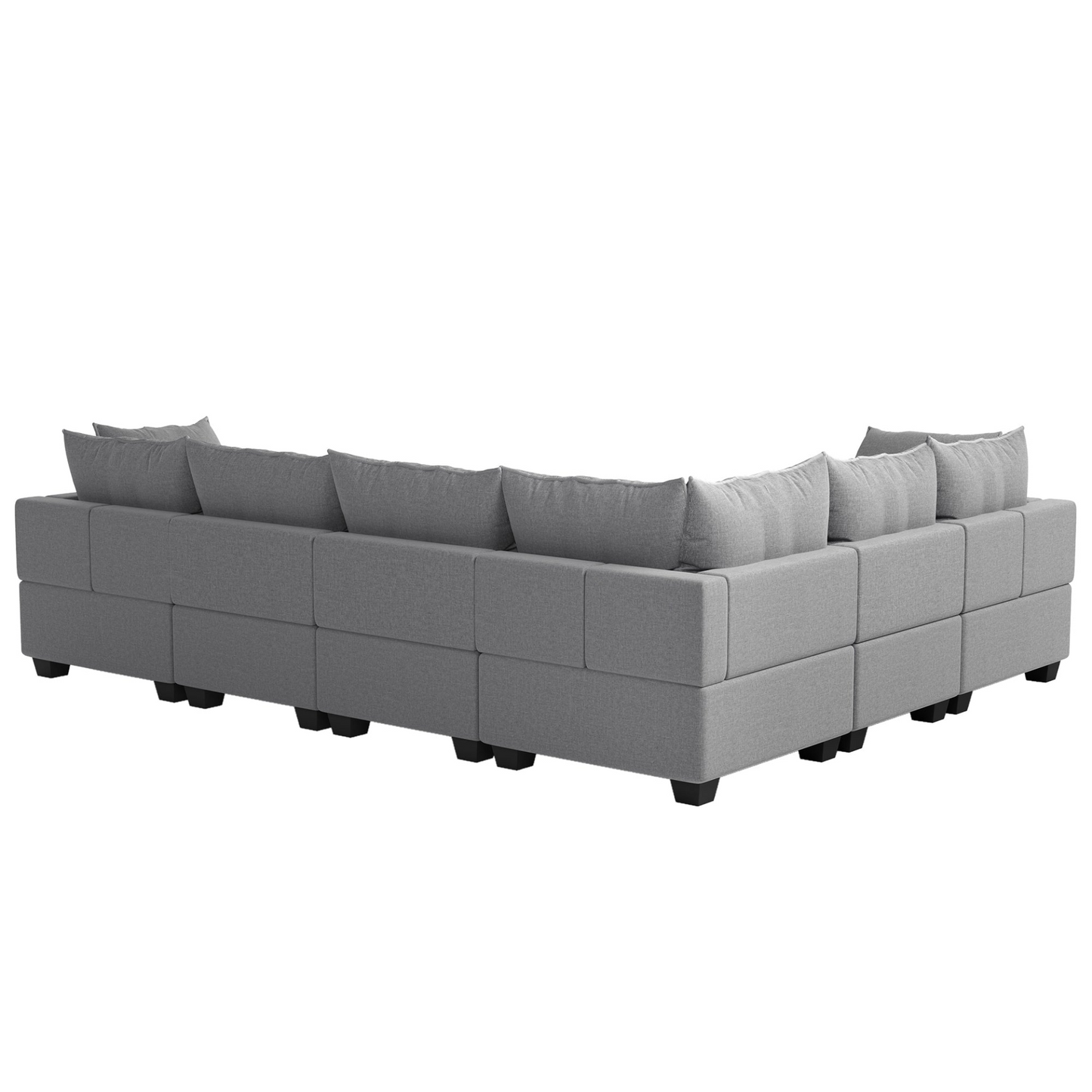 120*93" Modern U Shape Modular Sofa with Storage Ottoman,Luxury 7 Seat Sectional Couch Set with 2 Pillows Included,Freely Combinable Indoor Funiture for Living Room, Apartment