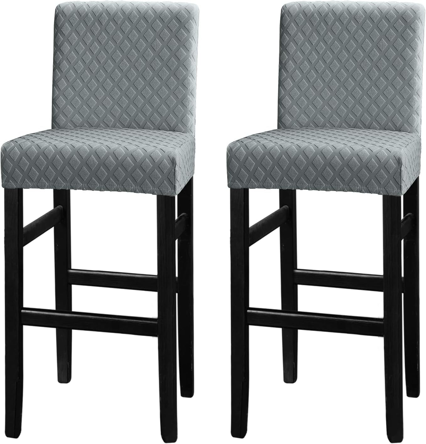 Lellen Reusable Pub Counter Stool Chair Covers Slipcover Stretch Removable Washable Dining Room Chair Covers Bar Stool Covers Bar Chair Covers Set of 2（Lightgrey）