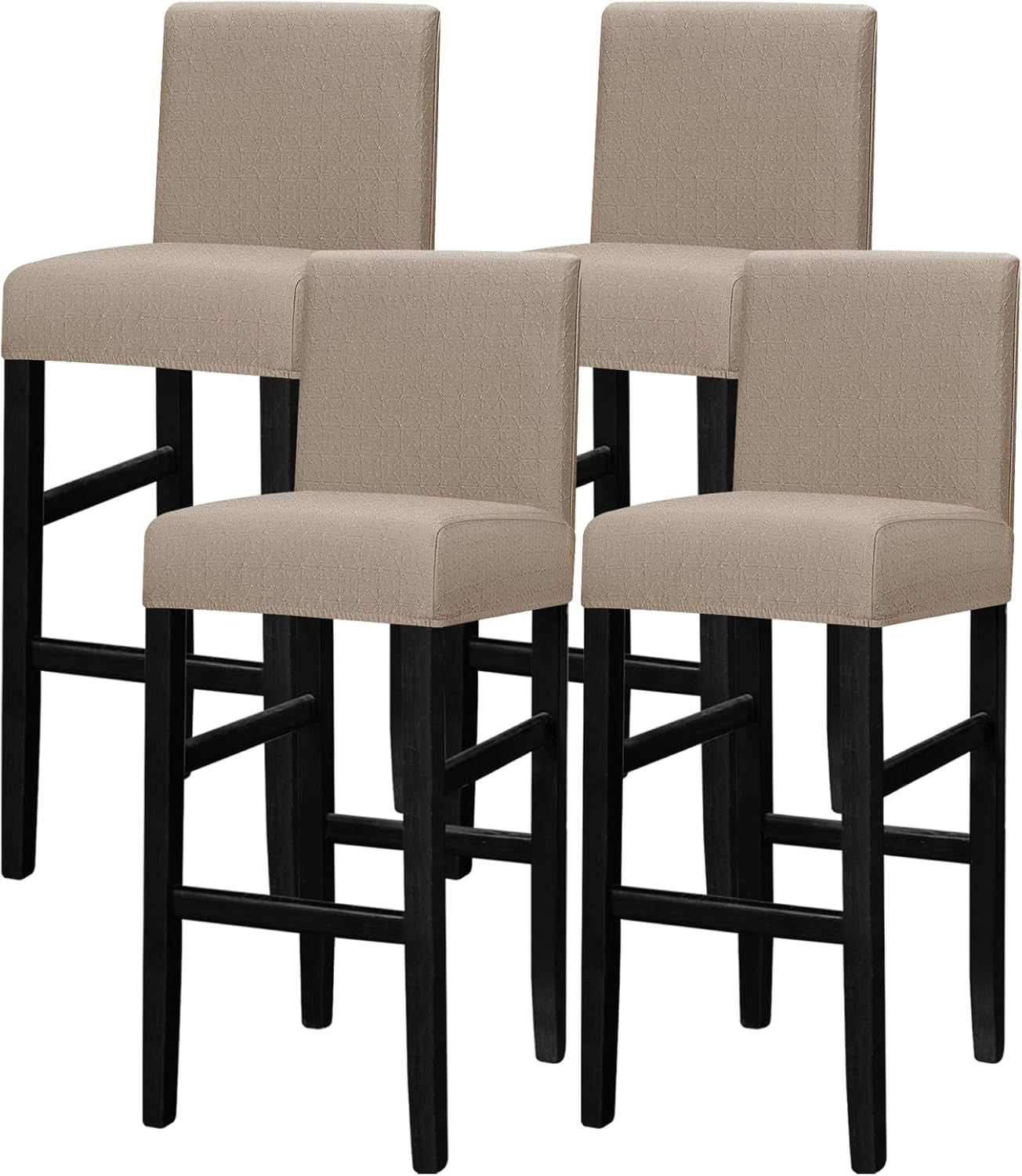 Lellen Reusable Pub Counter Stool Chair Covers Slipcover Stretch Removable Washable Dining Room Chair Covers Set of 2 (2786-Khaki)