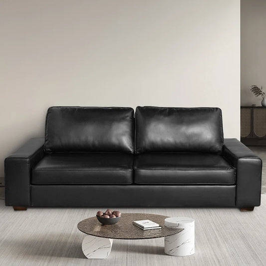 71.5" Vegan Leather Sofa with Wide Square Arms and Storage Pockets for Living Room Upholstered Loveseat