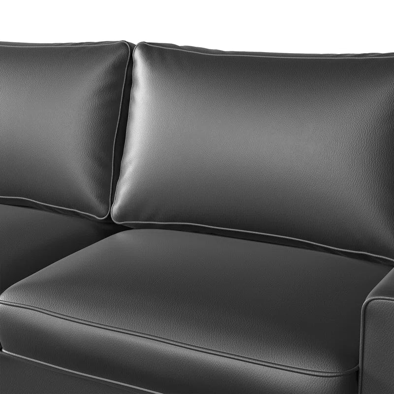 71.5" Vegan Leather Sofa with Wide Square Arms and Storage Pockets for Living Room Upholstered Loveseat