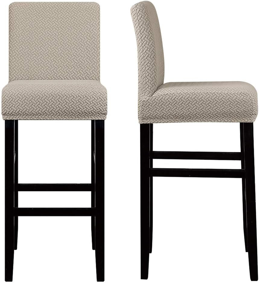 Lellen Reusable Pub Counter Stool Chair Covers Slipcover Stretch Removable Washable Dining Room Chair Covers Set of 2 (2786-Khaki)