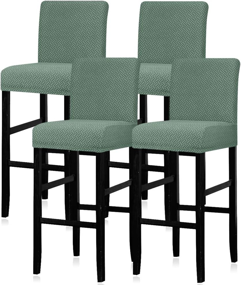 Lellen Reusable Pub Counter Stool Chair Covers Slipcover Stretch Removable Washable Dining Room Chair Covers Set of 2 (2786-Khaki)