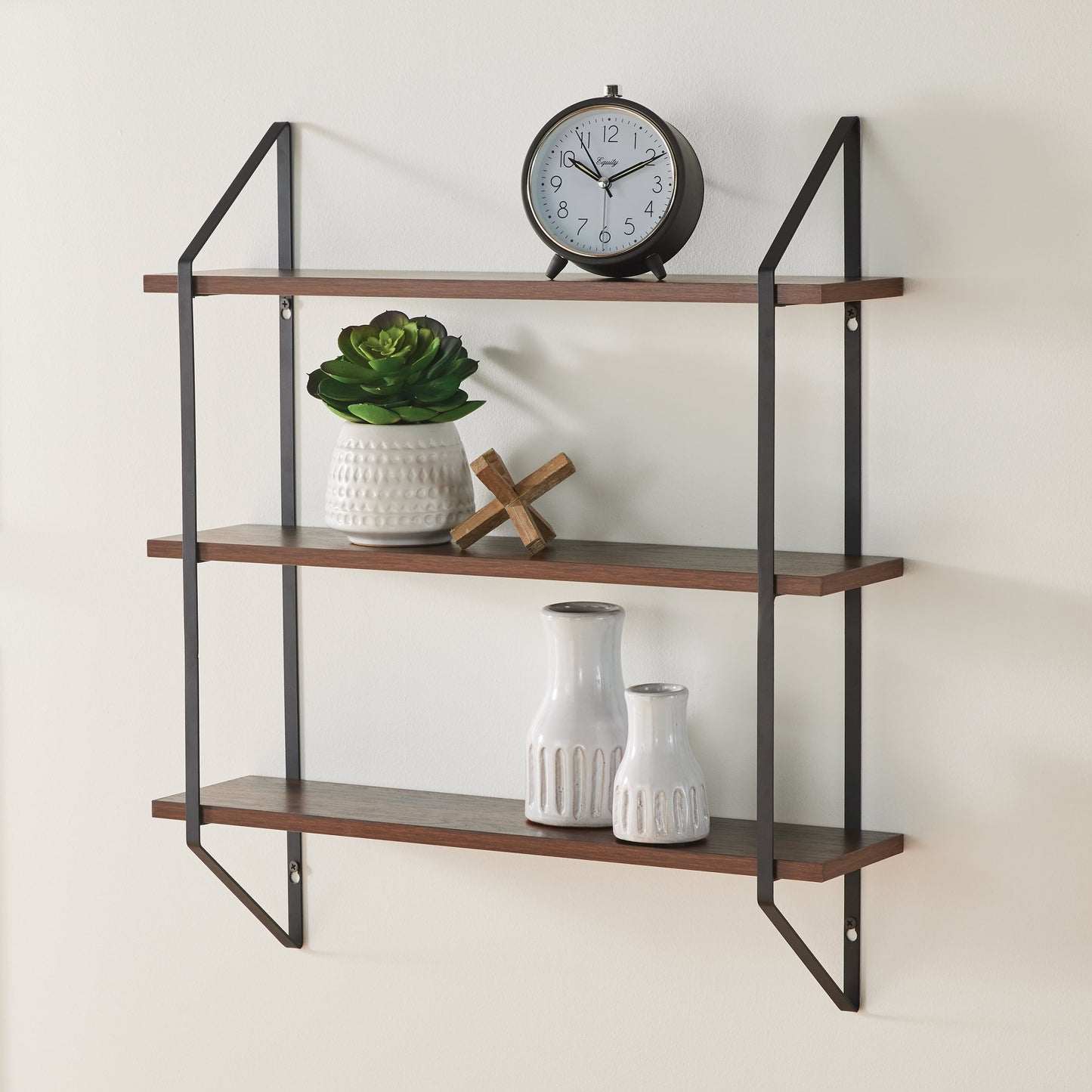 Better Homes & Gardens 3-Tier 20"W Wood Bracket Shelves, Walnut