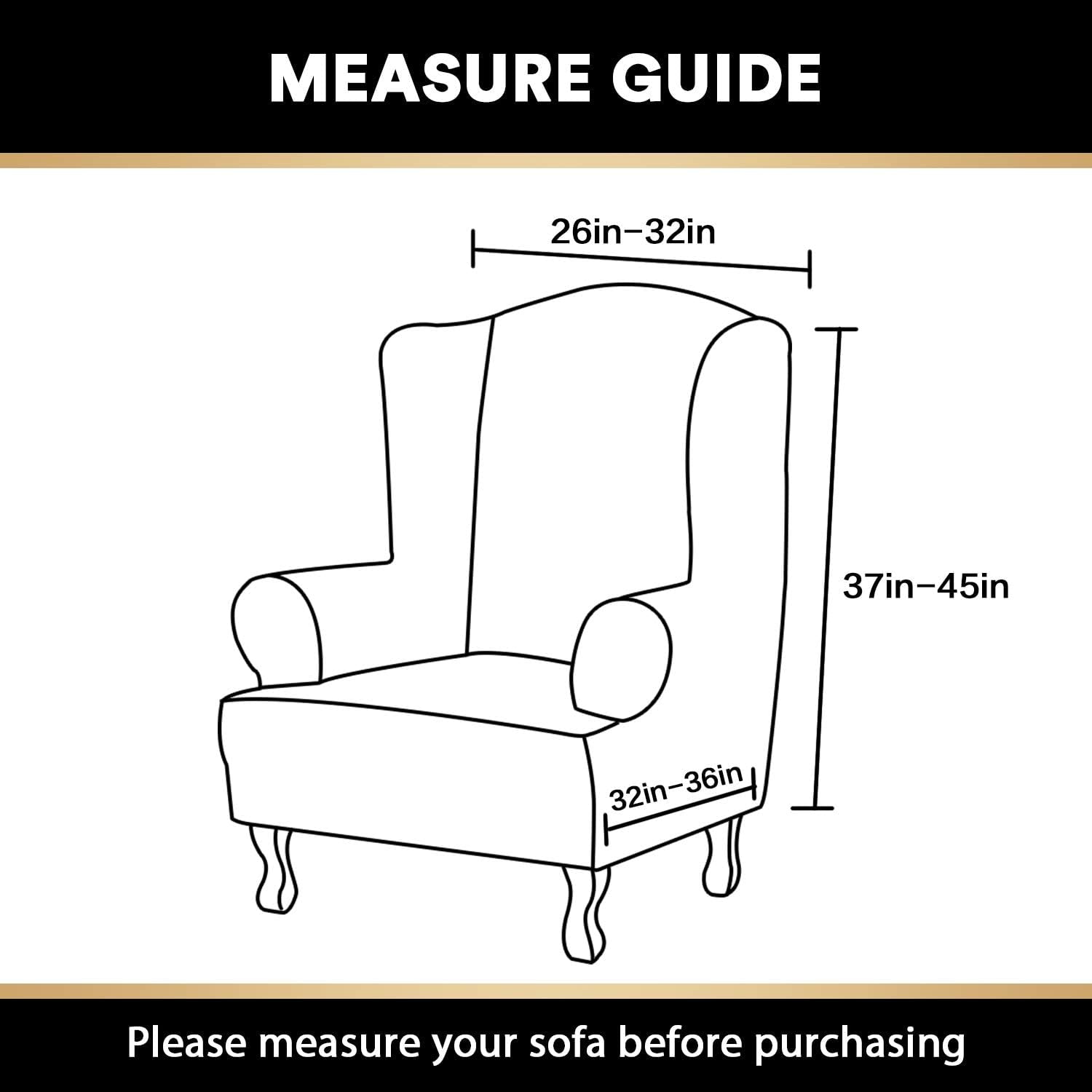 High Stretch Wingback Chair Slipcover Wing Chair Covers Wingback Chair Covers Wing Chair Slipcovers Furniture Covers for Wingback Chairs, Soft Thick Small Checked Jacquard Fabric, Sand