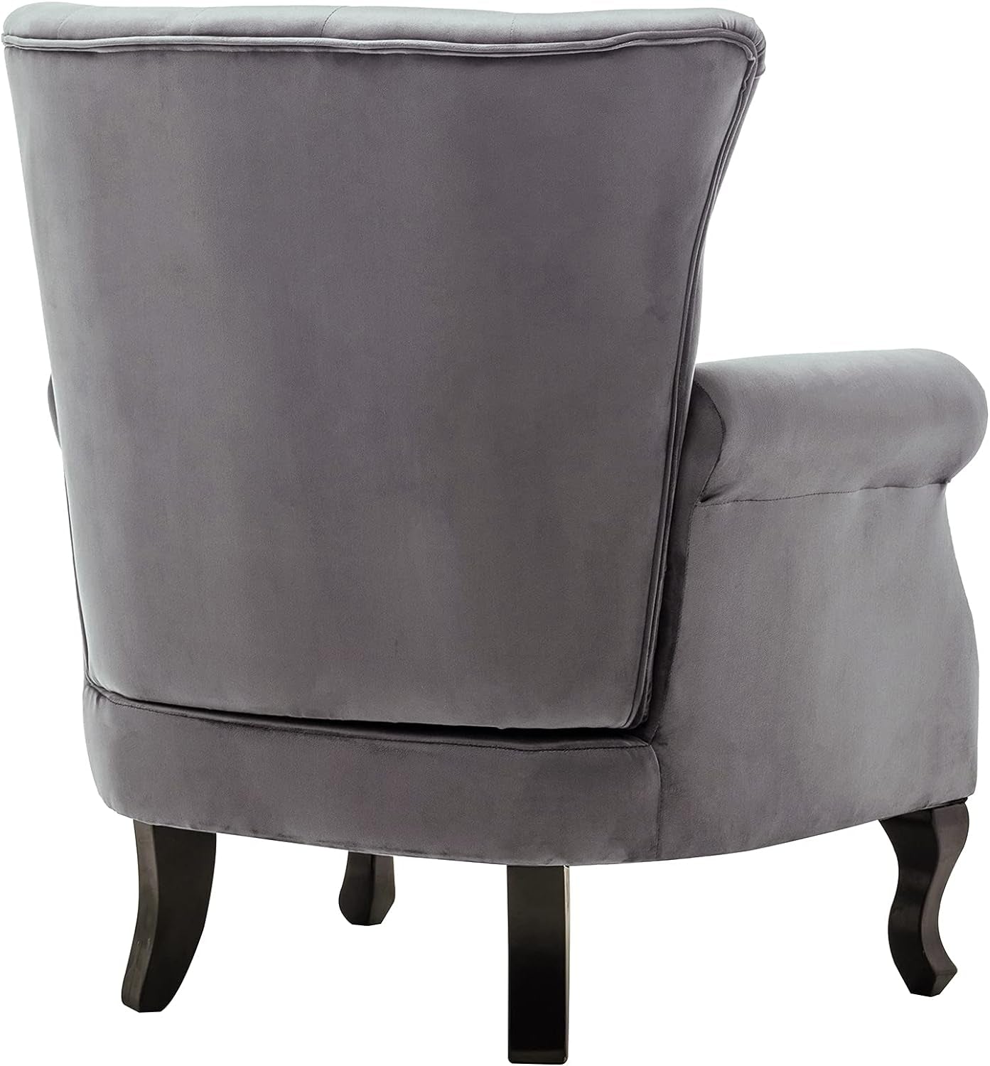 Mid Century Accent Chair Modern Button Tufted Armchair Wingback Club Chair Velvet Single Sofa Lounge Chair with Pillow for Living Room Bedroom, Grey