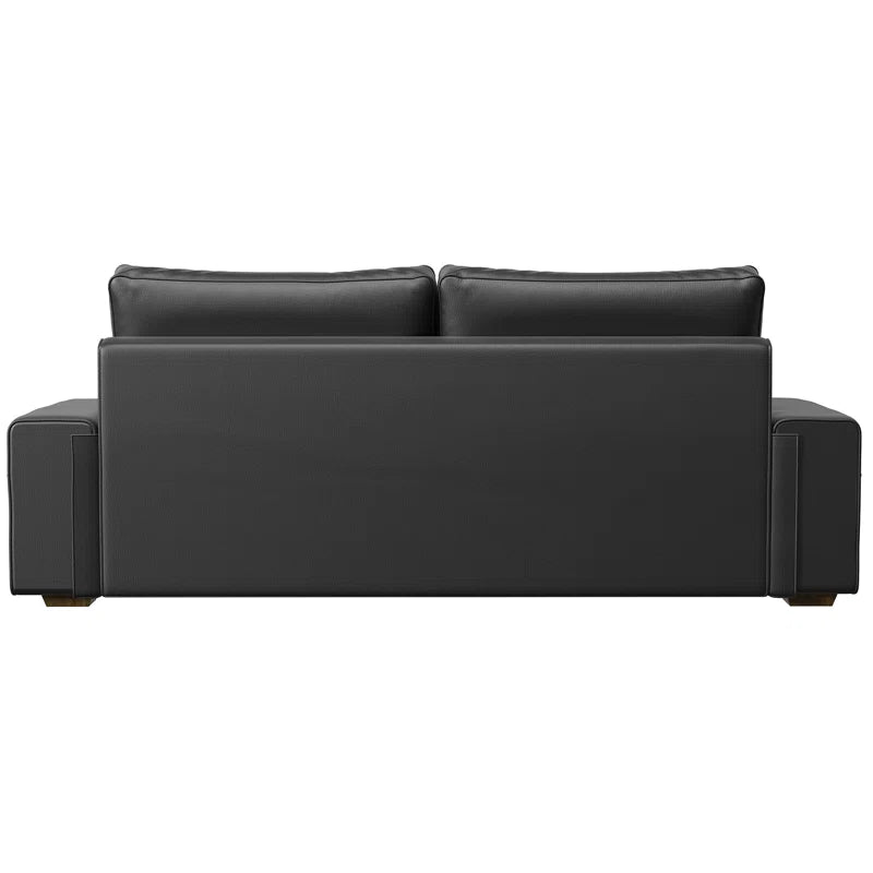 71.5" Vegan Leather Sofa with Wide Square Arms and Storage Pockets for Living Room Upholstered Loveseat